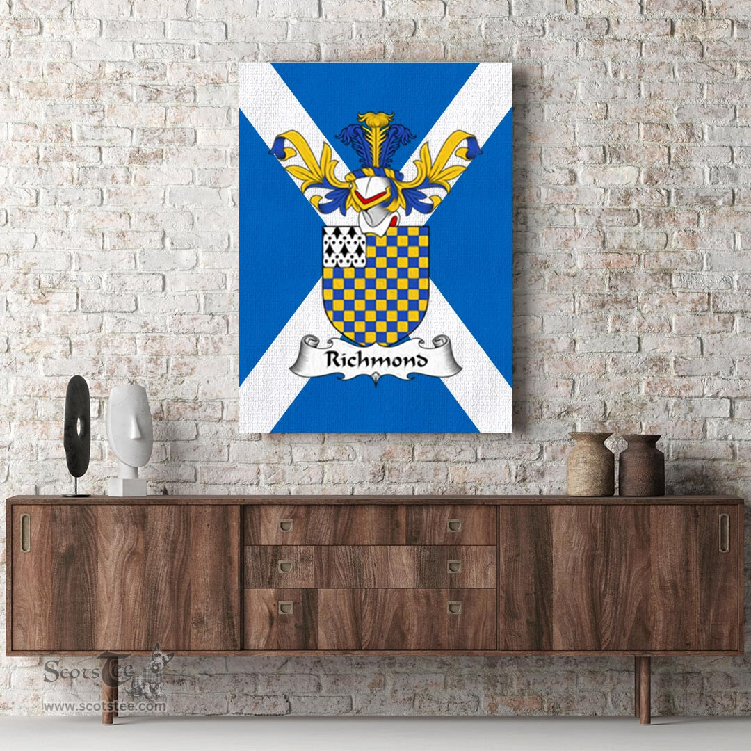 ScotsTee Shop Scottish Richmond Clan Family Crest Scottish Flag Framed Canvas Print