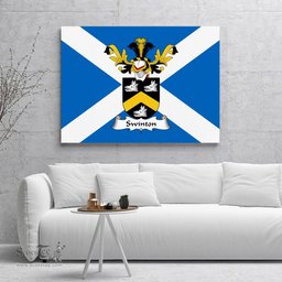 ScotsTee Shop Scottish Swinton Clan Family Crest Scottish Flag Framed Canvas Print