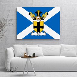 ScotsTee Shop Scottish Rait or Reath Clan Family Crest Scottish Flag Framed Canvas Print