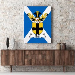 ScotsTee Shop Scottish Rait or Reath Clan Family Crest Scottish Flag Framed Canvas Print