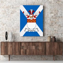 ScotsTee Shop Scottish Stryvelin Clan Family Crest Scottish Flag Framed Canvas Print