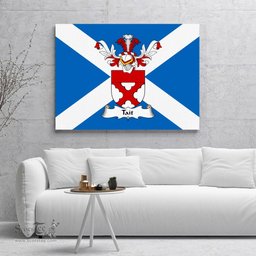 ScotsTee Shop Scottish Tait Clan Family Crest Scottish Flag Framed Canvas Print