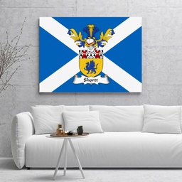 ScotsTee Shop Scottish Shortt Clan Family Crest Scottish Flag Framed Canvas Print