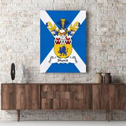 ScotsTee Shop Scottish Shortt Clan Family Crest Scottish Flag Framed Canvas Print
