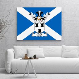 ScotsTee Shop Scottish Veitch Clan Family Crest Scottish Flag Framed Canvas Print