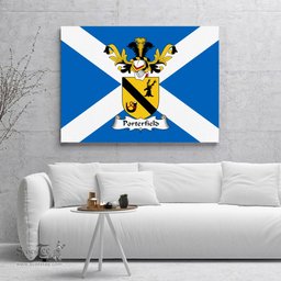 ScotsTee Shop Scottish Porterfield Clan Family Crest Scottish Flag Framed Canvas Print