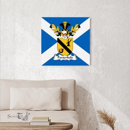 ScotsTee Shop Scottish Porterfield Clan Family Crest Scottish Flag Framed Canvas Print