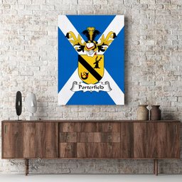 ScotsTee Shop Scottish Porterfield Clan Family Crest Scottish Flag Framed Canvas Print