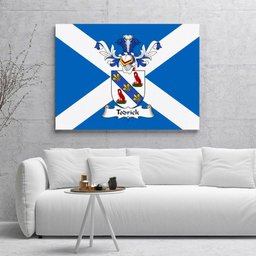 ScotsTee Shop Scottish Todrick Clan Family Crest Scottish Flag Framed Canvas Print