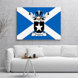 ScotsTee Shop Scottish Traquair Clan Family Crest Scottish Flag Framed Canvas Print