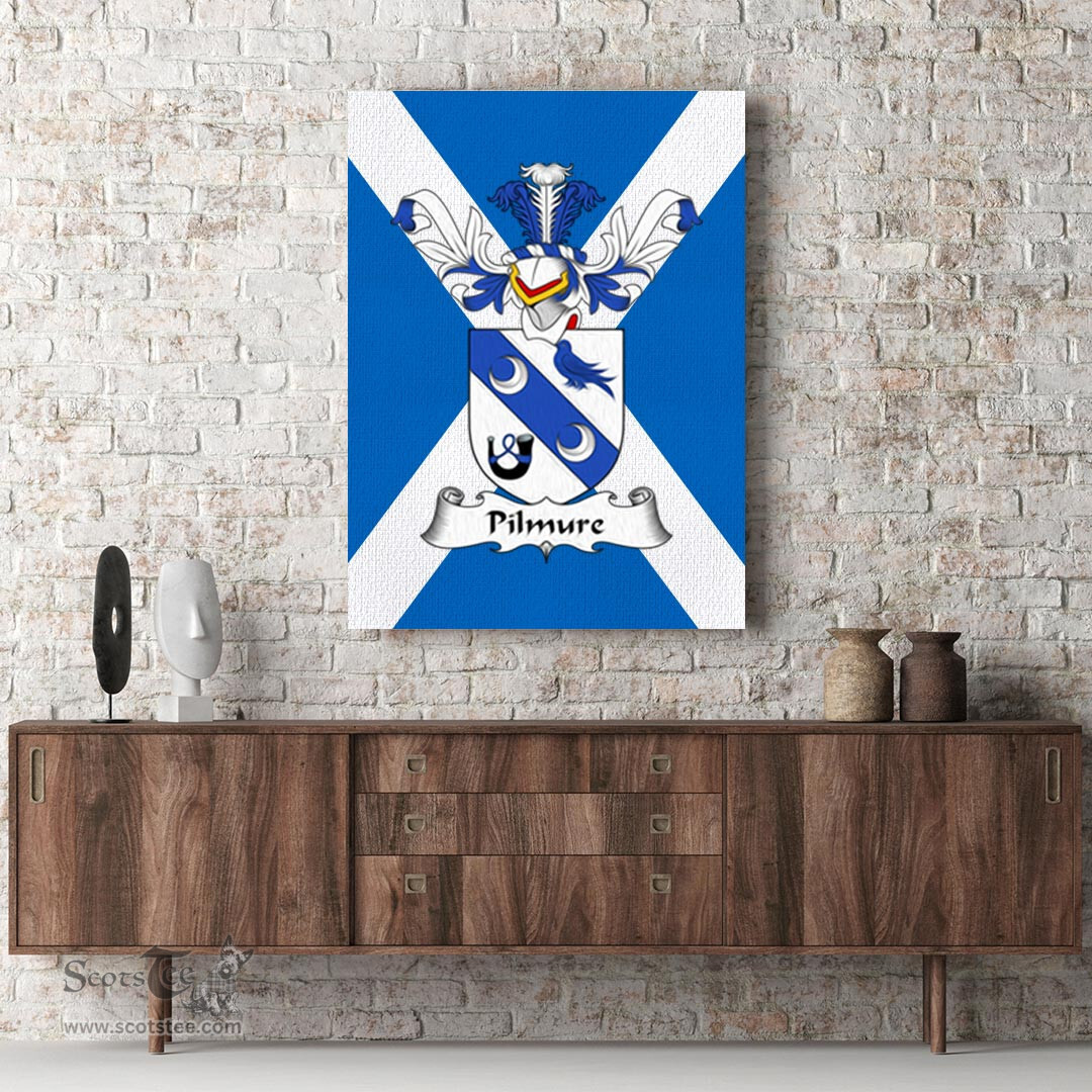 ScotsTee Shop Scottish Pilmure Clan Family Crest Scottish Flag Framed Canvas Print