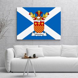 ScotsTee Shop Scottish Mounsey Clan Family Crest Scottish Flag Framed Canvas Print