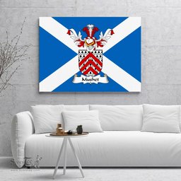 ScotsTee Shop Scottish Mushet Clan Family Crest Scottish Flag Framed Canvas Print