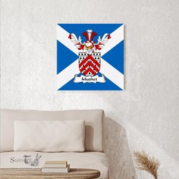 ScotsTee Shop Scottish Mushet Clan Family Crest Scottish Flag Framed Canvas Print