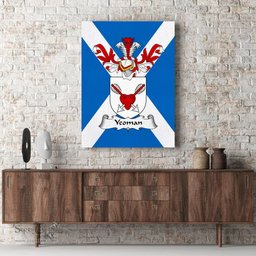 ScotsTee Shop Scottish Yeoman Clan Family Crest Scottish Flag Framed Canvas Print