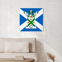 ScotsTee Shop Scottish Rigg Clan Family Crest Scottish Flag Framed Canvas Print