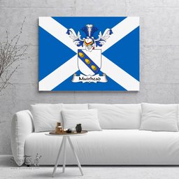 ScotsTee Shop Scottish Muirhead Clan Family Crest Scottish Flag Framed Canvas Print