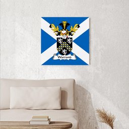ScotsTee Shop Scottish Warrand Clan Family Crest Scottish Flag Framed Canvas Print
