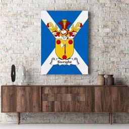 ScotsTee Shop Scottish Sivright Clan Family Crest Scottish Flag Framed Canvas Print