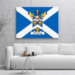ScotsTee Shop Scottish Pumfrey Clan Family Crest Scottish Flag Framed Canvas Print