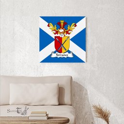 ScotsTee Shop Scottish Torrance Clan Family Crest Scottish Flag Framed Canvas Print
