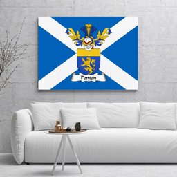 ScotsTee Shop Scottish Ponton Clan Family Crest Scottish Flag Framed Canvas Print