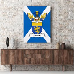 ScotsTee Shop Scottish Ponton Clan Family Crest Scottish Flag Framed Canvas Print
