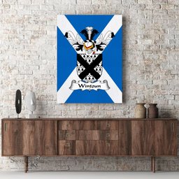 ScotsTee Shop Scottish Wintoun Clan Family Crest Scottish Flag Framed Canvas Print