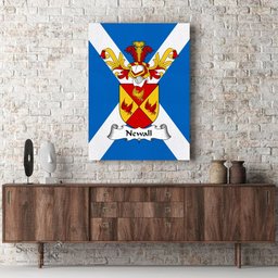 ScotsTee Shop Scottish Newall Clan Family Crest Scottish Flag Framed Canvas Print