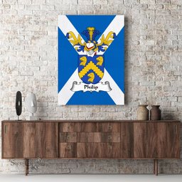 ScotsTee Shop Scottish Philip Clan Family Crest Scottish Flag Framed Canvas Print