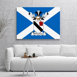 ScotsTee Shop Scottish Whitefoord Clan Family Crest Scottish Flag Framed Canvas Print
