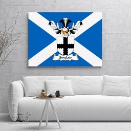 ScotsTee Shop Scottish Sinclair Clan Family Crest Scottish Flag Framed Canvas Print