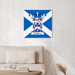 ScotsTee Shop Scottish Shedden Clan Family Crest Scottish Flag Framed Canvas Print