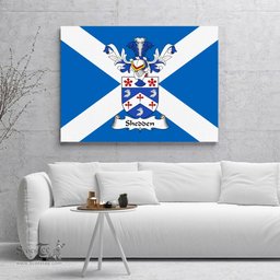 ScotsTee Shop Scottish Shedden Clan Family Crest Scottish Flag Framed Canvas Print