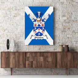 ScotsTee Shop Scottish Shedden Clan Family Crest Scottish Flag Framed Canvas Print