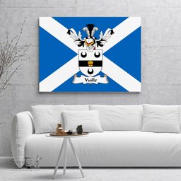 ScotsTee Shop Scottish Yuille Clan Family Crest Scottish Flag Framed Canvas Print