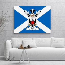 ScotsTee Shop Scottish Reid Clan Family Crest Scottish Flag Framed Canvas Print