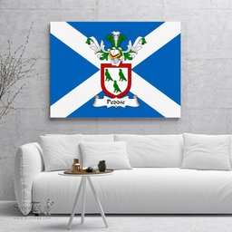 ScotsTee Shop Scottish Peddie Clan Family Crest Scottish Flag Framed Canvas Print