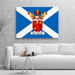 ScotsTee Shop Scottish Symington Clan Family Crest Scottish Flag Framed Canvas Print