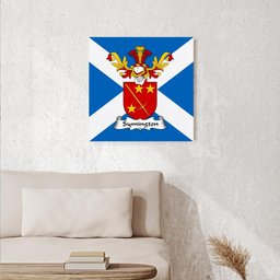ScotsTee Shop Scottish Symington Clan Family Crest Scottish Flag Framed Canvas Print