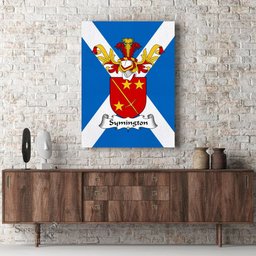ScotsTee Shop Scottish Symington Clan Family Crest Scottish Flag Framed Canvas Print