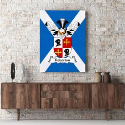 ScotsTee Shop Scottish Roberton Clan Family Crest Scottish Flag Framed Canvas Print