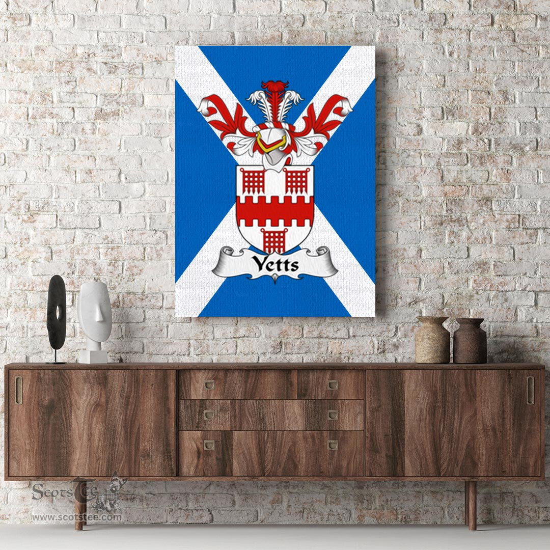 ScotsTee Shop Scottish Yetts Clan Family Crest Scottish Flag Framed Canvas Print