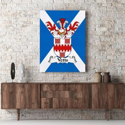 ScotsTee Shop Scottish Yetts Clan Family Crest Scottish Flag Framed Canvas Print