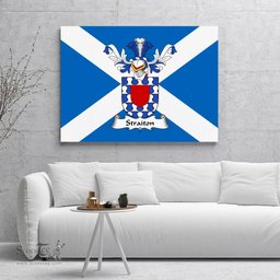 ScotsTee Shop Scottish Straiton Clan Family Crest Scottish Flag Framed Canvas Print