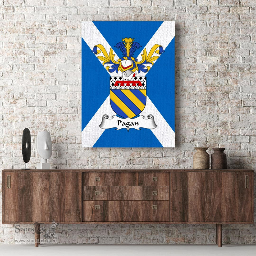 ScotsTee Shop Scottish Pagan Clan Family Crest Scottish Flag Framed Canvas Print