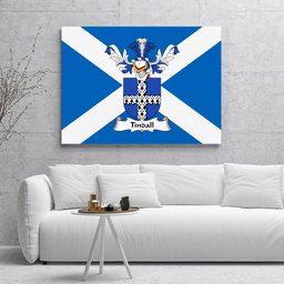ScotsTee Shop Scottish Tindall Clan Family Crest Scottish Flag Framed Canvas Print