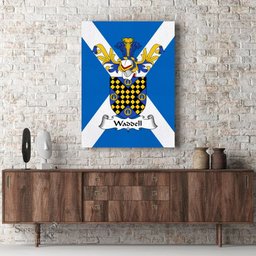 ScotsTee Shop Scottish Waddell Clan Family Crest Scottish Flag Framed Canvas Print