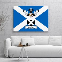 ScotsTee Shop Scottish Moffat Clan Family Crest Scottish Flag Framed Canvas Print