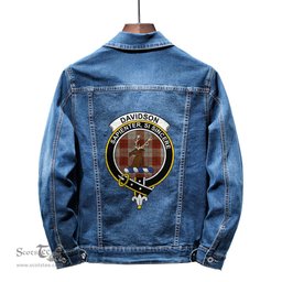 ScotsTee Shop Scottish Davidson Dress Dancers Clan Crest Tartan Scottish Denim Jacket